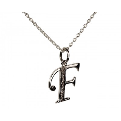 Alphabet F pendant with diamonds
